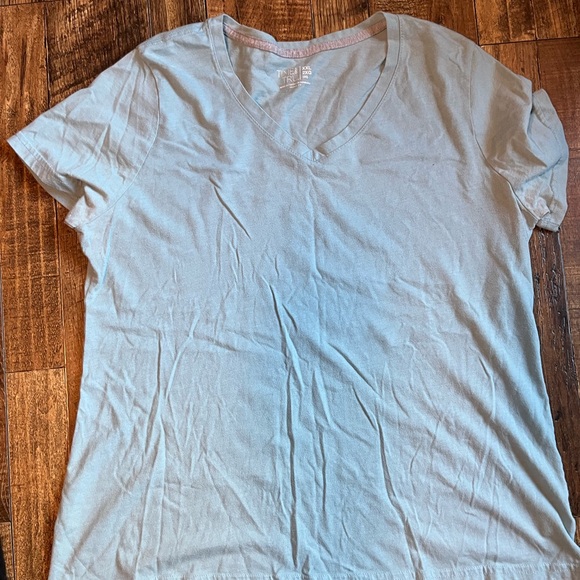 Women's V-Neck Short Sleeve Tees - Black and Blue - Picture 2 of 5